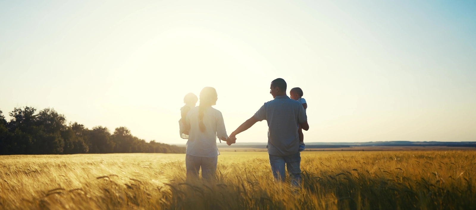 Family in field